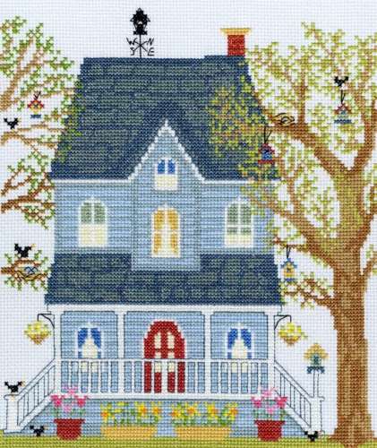 New England Homes-Spring-XSS1-Kreuzstichbild-Bothy Threads