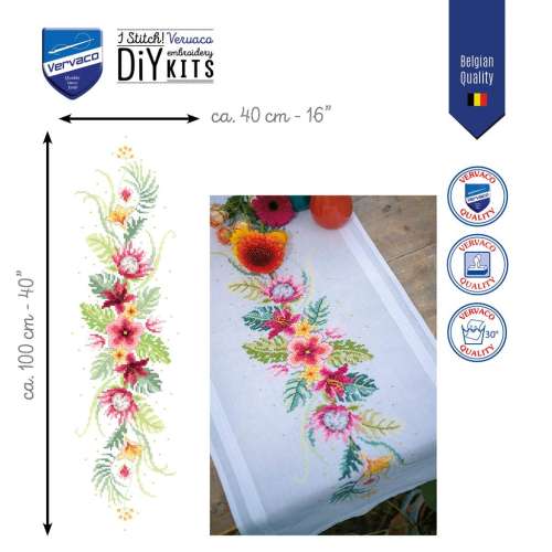 Vervaco-Kreuzstich-Stickdecke-Blumen-PN-0199051