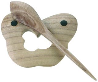 Holzspange mit Stab 6,5x5 cm - Schmetterling