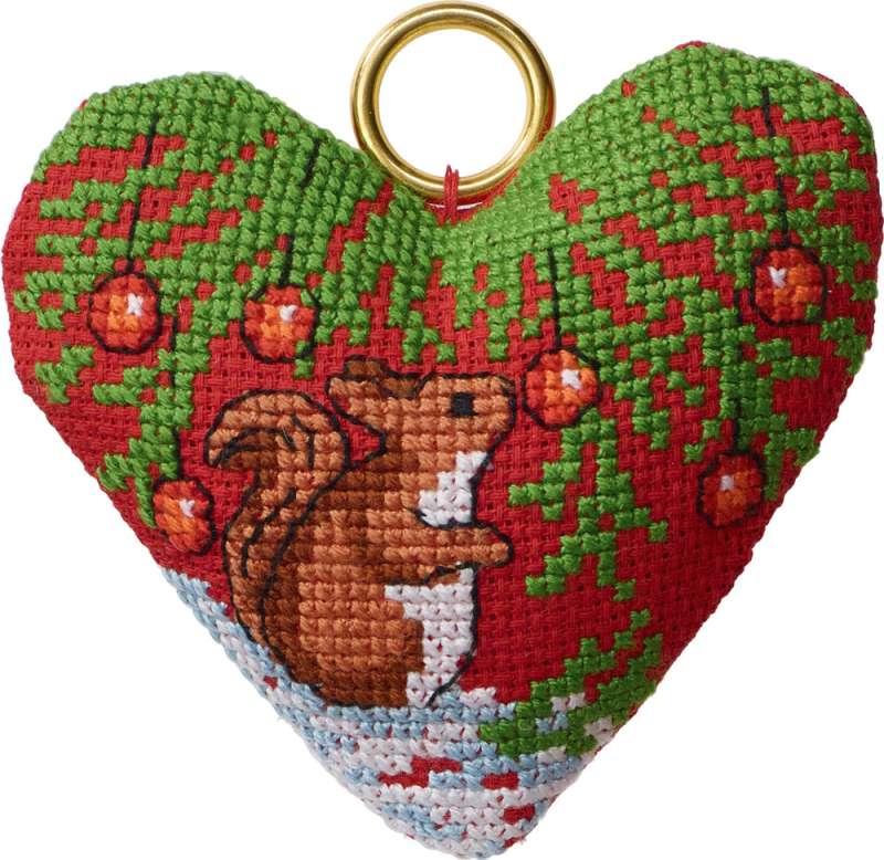 Weihnachtsdeko 8x7cm - Herz mit Eichhörnchen