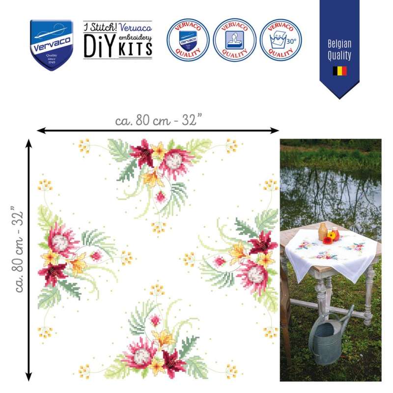 Vervaco-Kreuzstich-Stickdecke-Blumen-PN-0199242