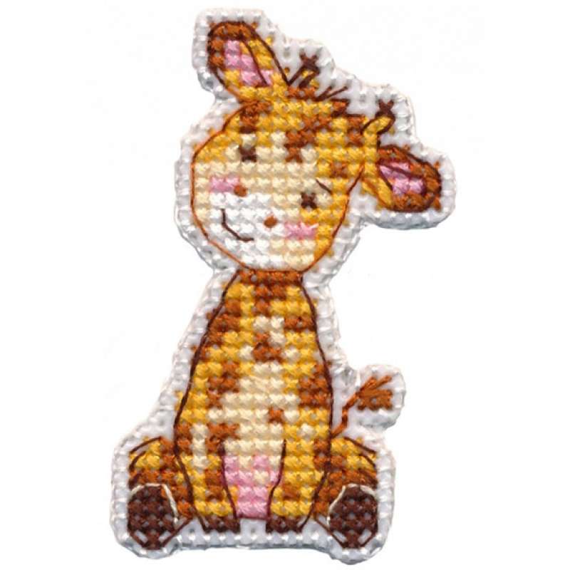 Kreuzstichpackung 4x6,6cm - Anstecker-Giraffe